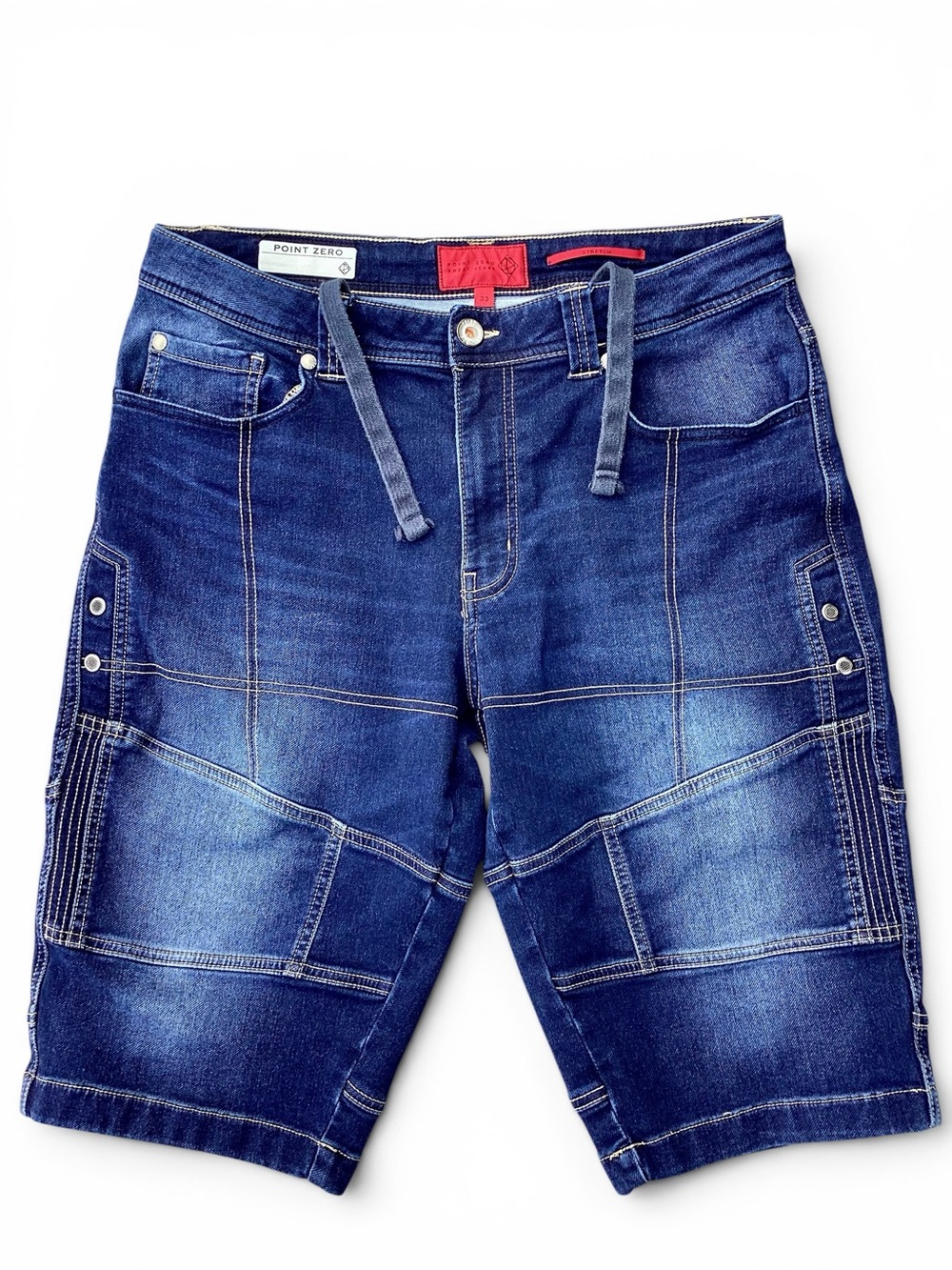 POINT ZERO Denim Cargo Shorts W33 Stretch Panels